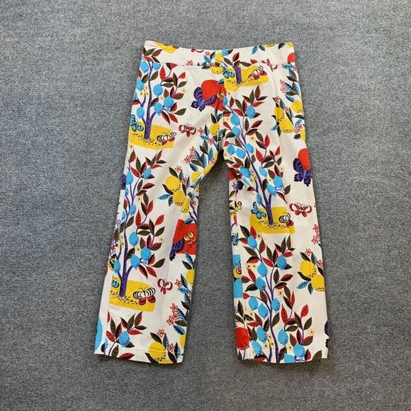 St. John Sport Pants Women 12 Multi Floral Fruit Butterfly Print Crop Marie Gray - Picture 8 of 10